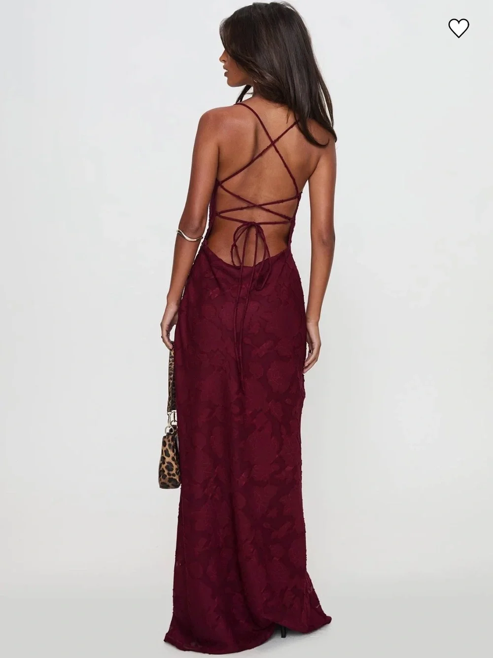 Princess Polly Burgundy Lace Maxi Dress with Spaghetti Straps - Picture 2 of 5